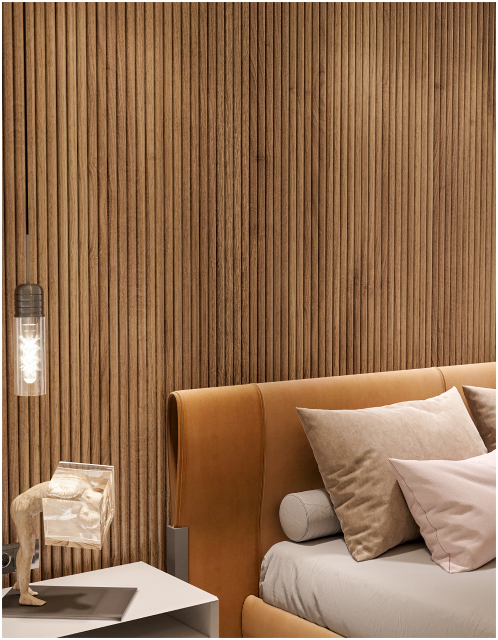 Fluted wooden panel vanaties